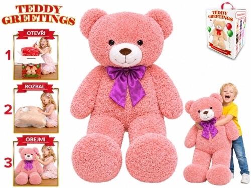 Plišani medvjed s mašnom, Teddy Greetings 120 cm (ružičasti)