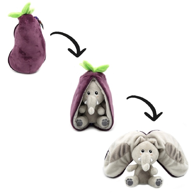 FLIPETZ 2v1 Plüschelefant / Aubergine - Velvet