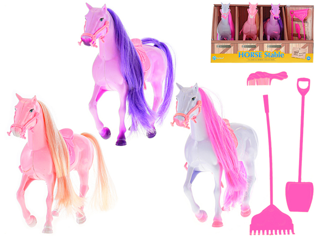 Pferd 18 cm 3 Stück mit Sattel und Zubehör