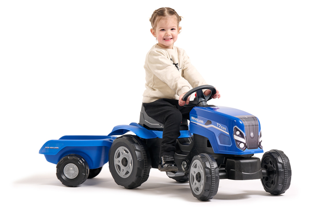 Falk Tractor de pedales New Holland con remolque