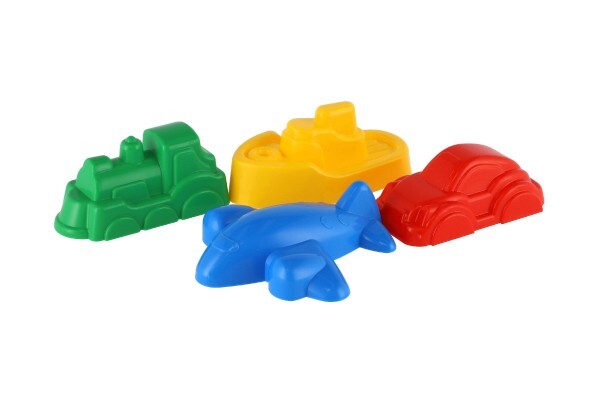 Formičky na piesok 4ks plast dopravné prostriedky