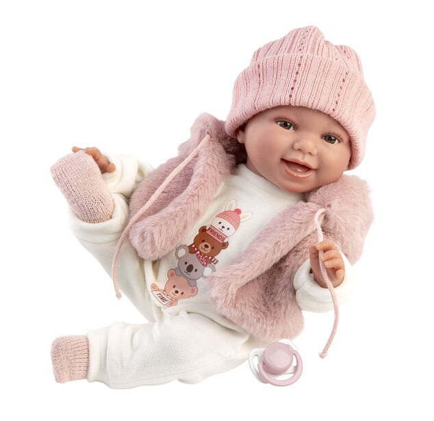 Llorens 63814 NEW BORN - muñeca bebé realista con sonidos y cuerpo de tela suave