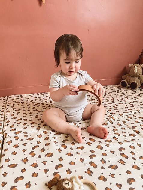 Tappetino da gioco pieghevole imbottito per bambini 5 in 1, Leopardo