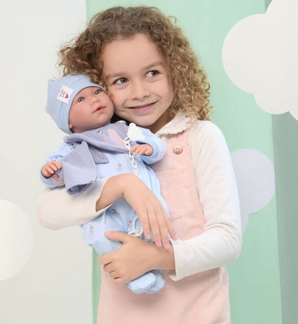 Llorens M741-20 oblečenie pre bábiku bábätko NEW BORN veľkosti 40–42 cm s doplnkami