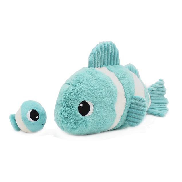 PTIPOTOS Plüschfisch Bigou blau - Mama mit Baby
