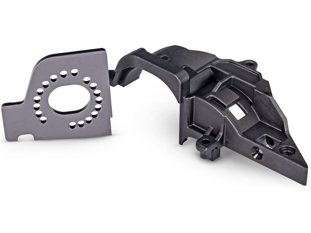 Traxxas soporte de motor de aluminio gris, cubierta de transmisión