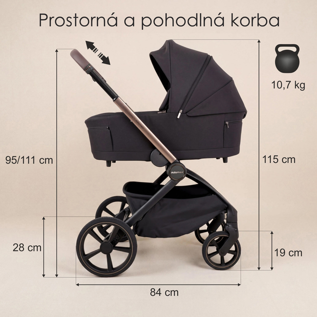 ADAMEX Kočík kombinovaný Como Satin Carbon