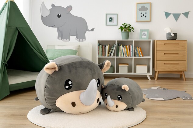 Magic Baby Nosorožec - mamička s mláďatkom - set plyšových hračiek 20 a 40 cm