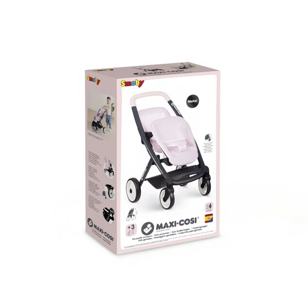 Smoby Maxi Cosi Športový kočík pre bábiky dvojčatá svetlo ružový