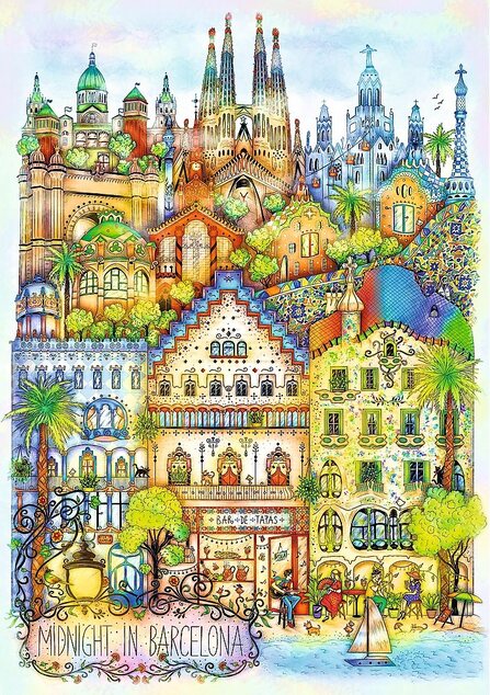 Trefl Puzzle 1000 Premium Plus - Mitternacht in Barcelona / Madalina Tantareanu