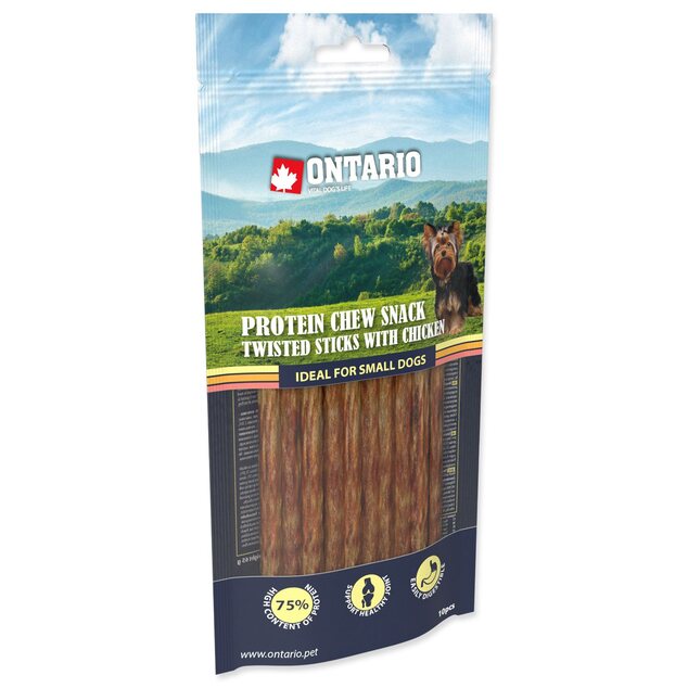 Pochúťka Ontario Protein kura, žuvacia krútená tyčinka 10ks 12,7cm, Small