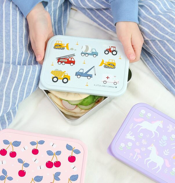 A Little Lovely Company – boîte à déjeuner en acier inoxydable avec couvercle en plastique – véhicul
