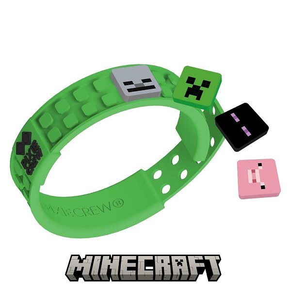 PIXIE CREW &amp; MINECRAFT Nastaviteľný náramok, zelený, 4 multipixely