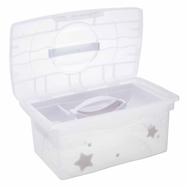 Cestovný box s priehradkou na hračky, lieky, kozmetiku "Stars", Biela