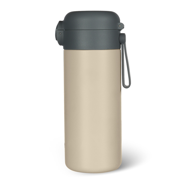 Termoska na tekutiny so slamkou a silikónovým držiakom 350 ml, Cookie beige