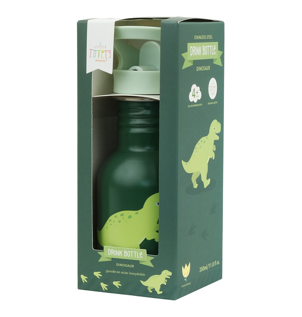 A Little Lovely Company - bouteille à boire en acier inoxydable à paroi simple, 350 ml - dinosaure