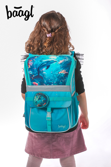 BAAGL SET 5 Zippy Delfin: ghiozdan, penar, sac, sort, portofel
