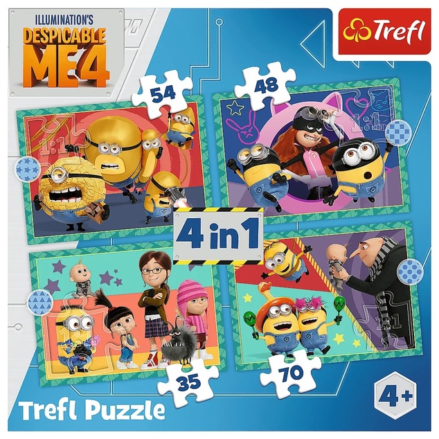 Trefl Puzzle 4v1 - Blázniví Mimoni / Universal Despicable Me 4