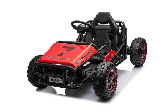 Elektrische Go-Kart SPORT-KART 24V, rot, EVA-Räder, Kunstledersitz, 2 x 50W Motor,