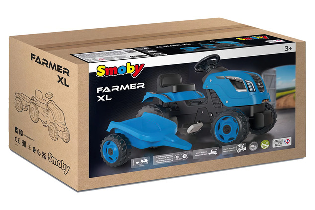 Smoby Šliapací traktor Farmer XL modrý s vozíkom