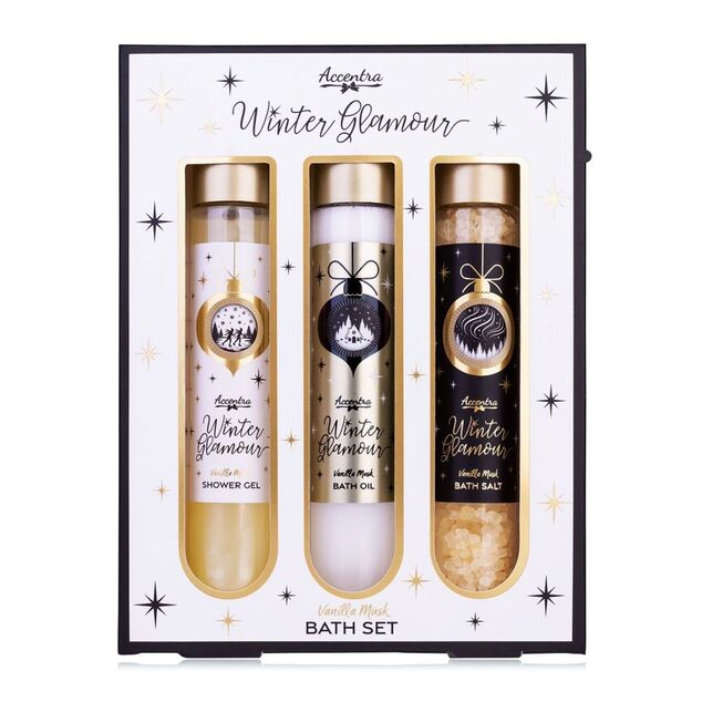 ACCENTRA Set za kupanje Winter Glamour u epruvetama Vanilija i mošus 2x 60ml + 80g