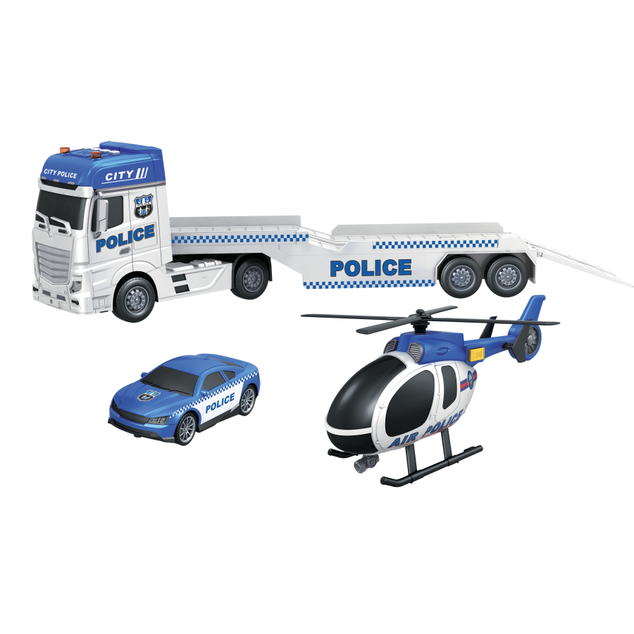 CITY SERVICE CAR - 1:12 Policajný ťahač s vrtuľníkom a autom