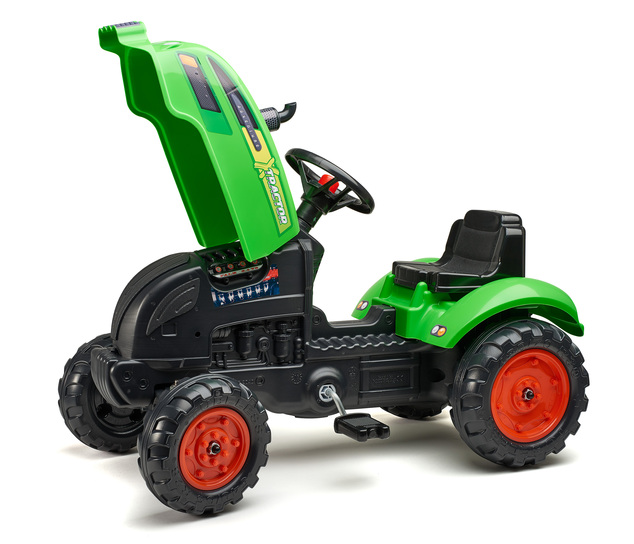 Falk Šliapací traktor 2048AB X-Tractor s vlečkou a otváracou kapotou - zelený
