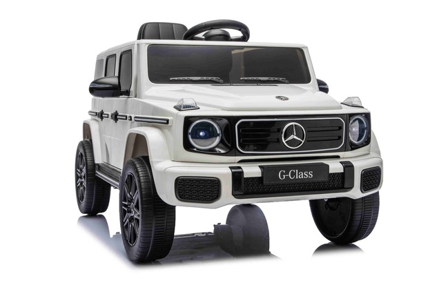 Auto elettrico Mercedes G580 12V, bianco, telecomando 2,4 GHz, Bluetooth, USB /