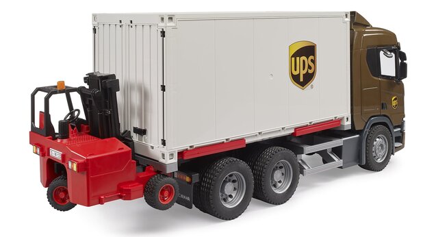 Bruder Logistický vozík Brother ScaniaSuper 560R UPS s vysokozdvižným vozíkom