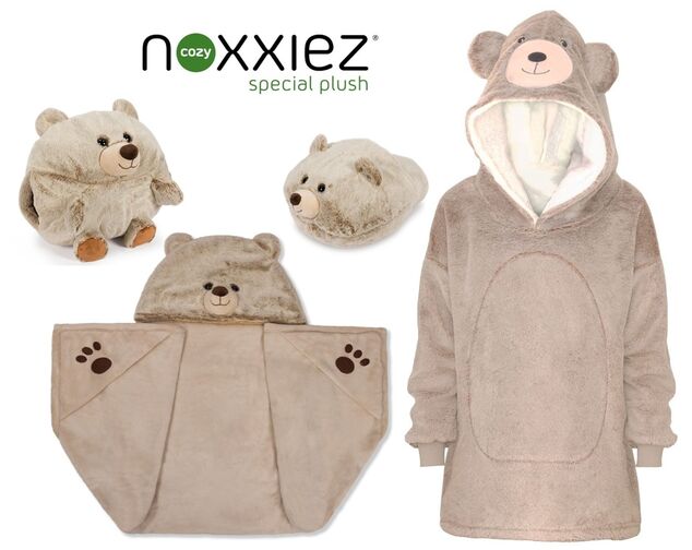 Cozy Noxxiez CH308 Medveď - hrejivá televízna mikinová deka s kapucňou pre deti 3 - 6 roko