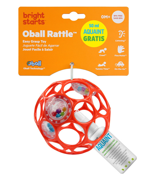 Játék OBALL RATTLE 10cm 0m + narancs + 50ml Aquaint