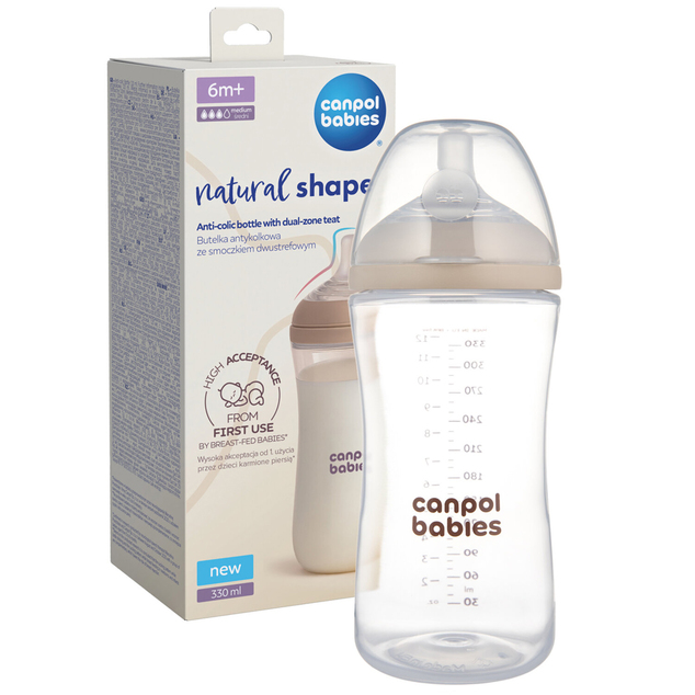 CANPOL BABIES Антиколикова бутилка Natural shape 330ml