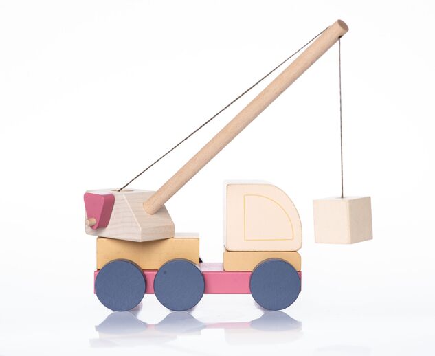 CUBIKA Pastel 15917 Autožeriav s magnetom - drevená skladačka 14 dielov