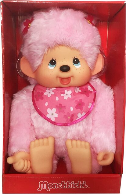 Monchhichi Mončiči dievča ružové s podbradníkom XL 80cm