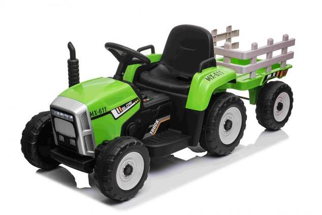 Elektrický Traktor WORKERS s vlečkou, zelený, Pohon zadných kolies, 12V batéria