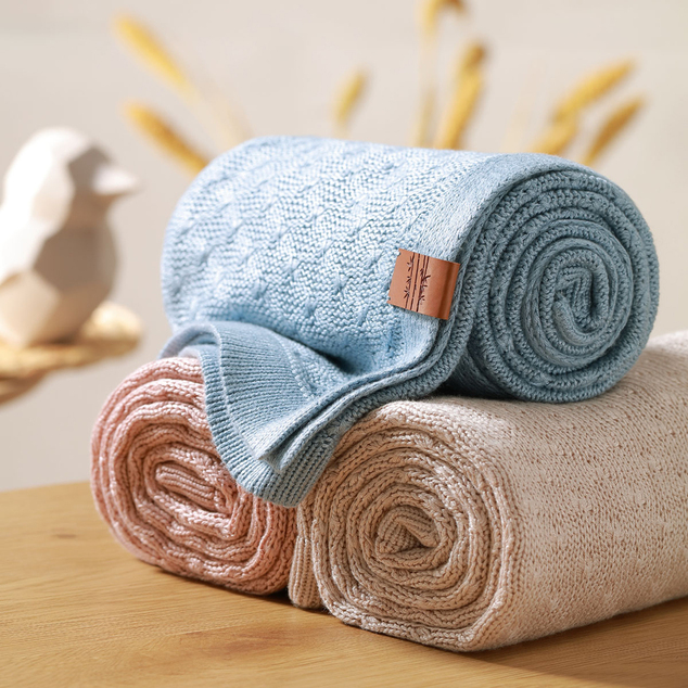BABYONO Deka pletená bambusová Light Beige