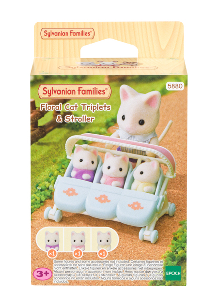 Sylvanian Families Cvetlični mačji trojčki s vozičkom
