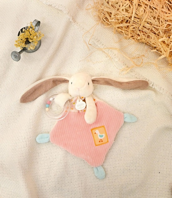 Doudou Poklon set ružičasti Zeko Ciboulette s zvečka 21 cm