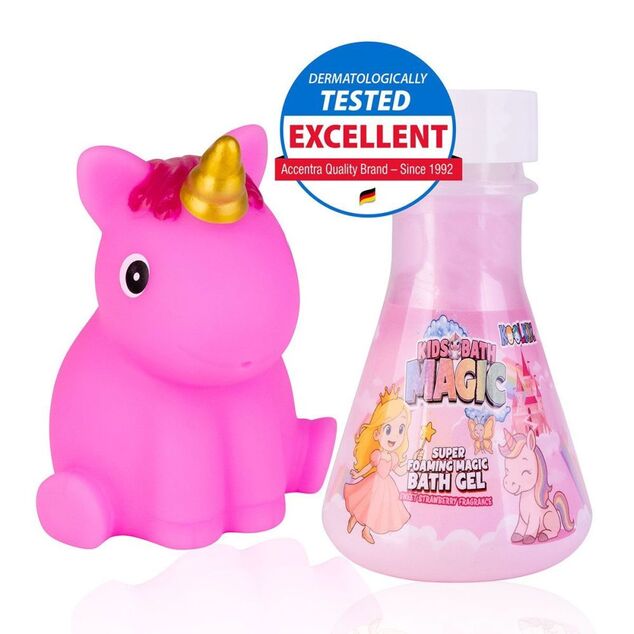 ACCENTRA Fürdőkészlet KOOLKIDZ egyszarvú spriccelő és eper habzó gél 60ml
