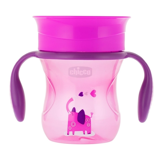 CHICCO Hrnek Perfect 360 s držadly 200 ml růžový 12m+