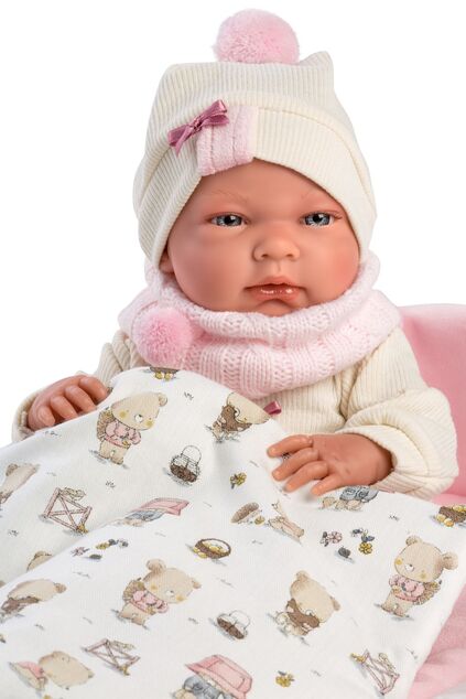 Llorens 73884 New born dievčatko - realistická bábika bábätko s celovinylovým telom