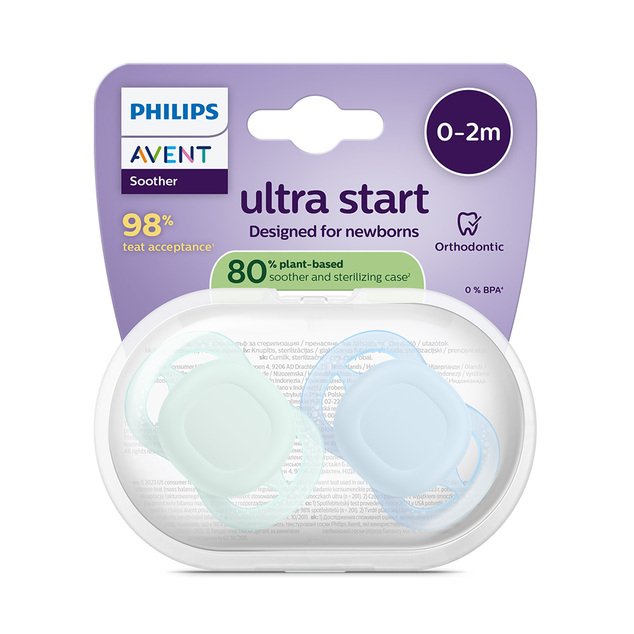 Philips AVENT Schnuller Ultrastart neutral 0-2m Junge 2 Stk
