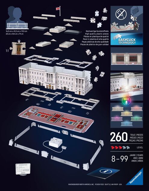 Ravensburger Iconics: Buckinghamský palác (Nočná edícia)