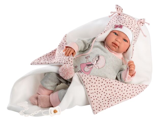 Llorens 844P NEW BORN 2 v 1 - realistická bábika bábätko so zvukmi a mäkkým látkovým telom