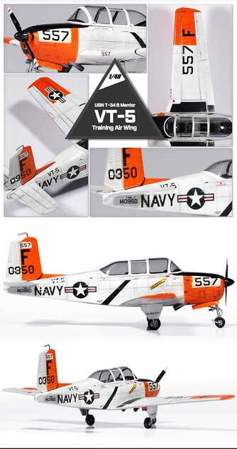 Model Kit aviona 12361 - USN T-34B Mentor "VT-5 Trenažni zračni krug" (1:48)