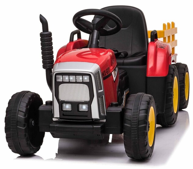 Elektrický Traktor WORKERS s vlečkou, červený, Pohon zadných kolies, 12V batéria