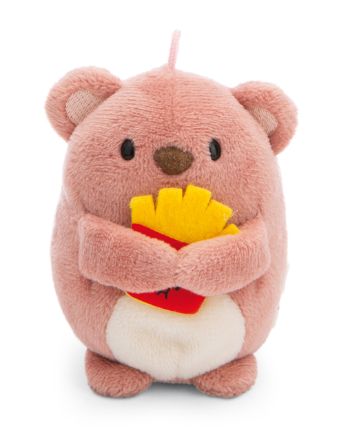 NICI plyš MyMochi Medvedík Nomo 8cm v kostýme včielky a hranolkami, set darčekové balenie