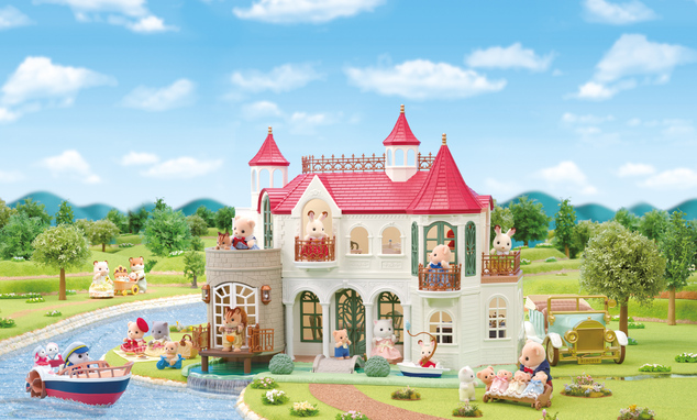 Sylvanian Families Villa mit rotem Dach am Fluss
