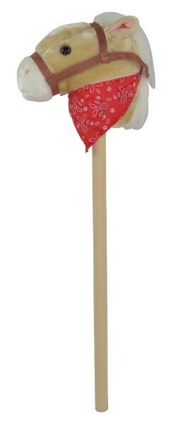 Kôň na tyči plyš 80cm na batérie so zvukom béžový