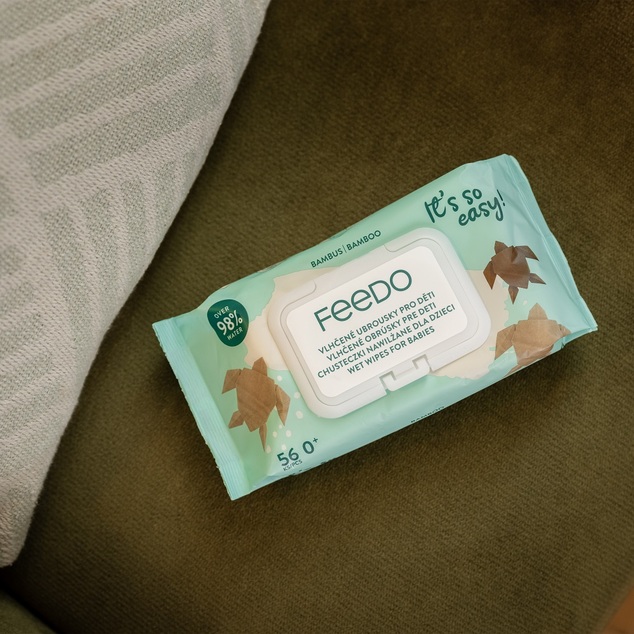 12x FEEDO Salviette umidificate biodegradabili in bambù 56 pz
